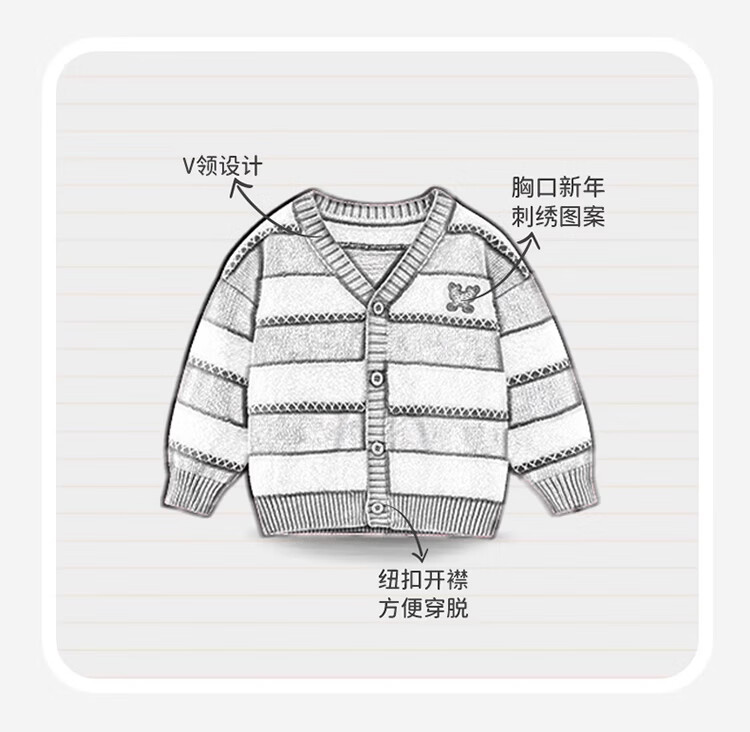 Ciciibear [Antibacterial, Anti-Static, Anti-Pilling] Baby Cardigan Sweater New Year Winter Style Thickened Warm Clothing Boys' Jacket 15