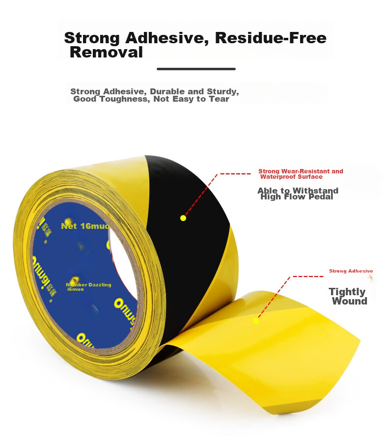 Oumai Yellow Warning Tape, PVC Zebra Crossing Isolation Warning Sticker, Warehouse Workshop 5S Management Floor Marking Line Tape, Yellow 10cm*20m, 1 Roll 6