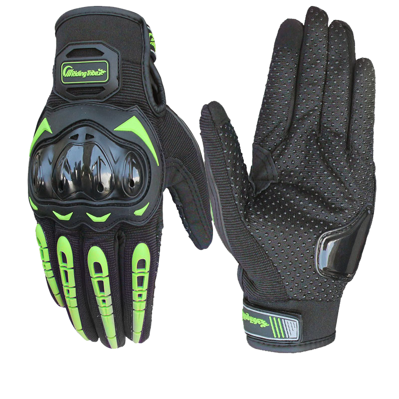 BIKEBROS Motorcycle Riding Gloves, All-Season Anti-Fall Wear-Resistant Racing Touchscreen Summer Motorbike Gear, Green L Size