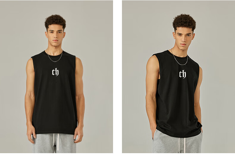 CHINISM CH Men's Vest, American-Style Pure Cotton, Casual High Street Wear, Loose-Fitting Letter Print, Breathable Sleeveless Top, CD2222T1021 13