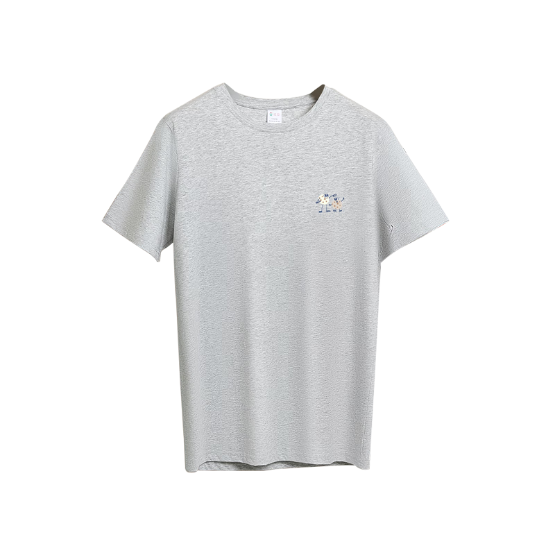Hodo Women's Short-Sleeve T-Shirt, Pure Cotton Round Neck, Macaron Color Series, Fresh Base Shirt, Light Heather Gray, Size 165