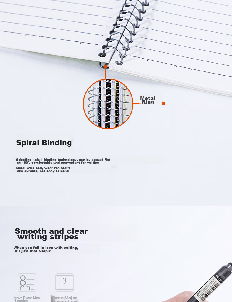 Deli 6 B5/80-Sheet Spiral-Bound Soft Cover Notebooks, Memo Pads, And Journals 7694-6 8