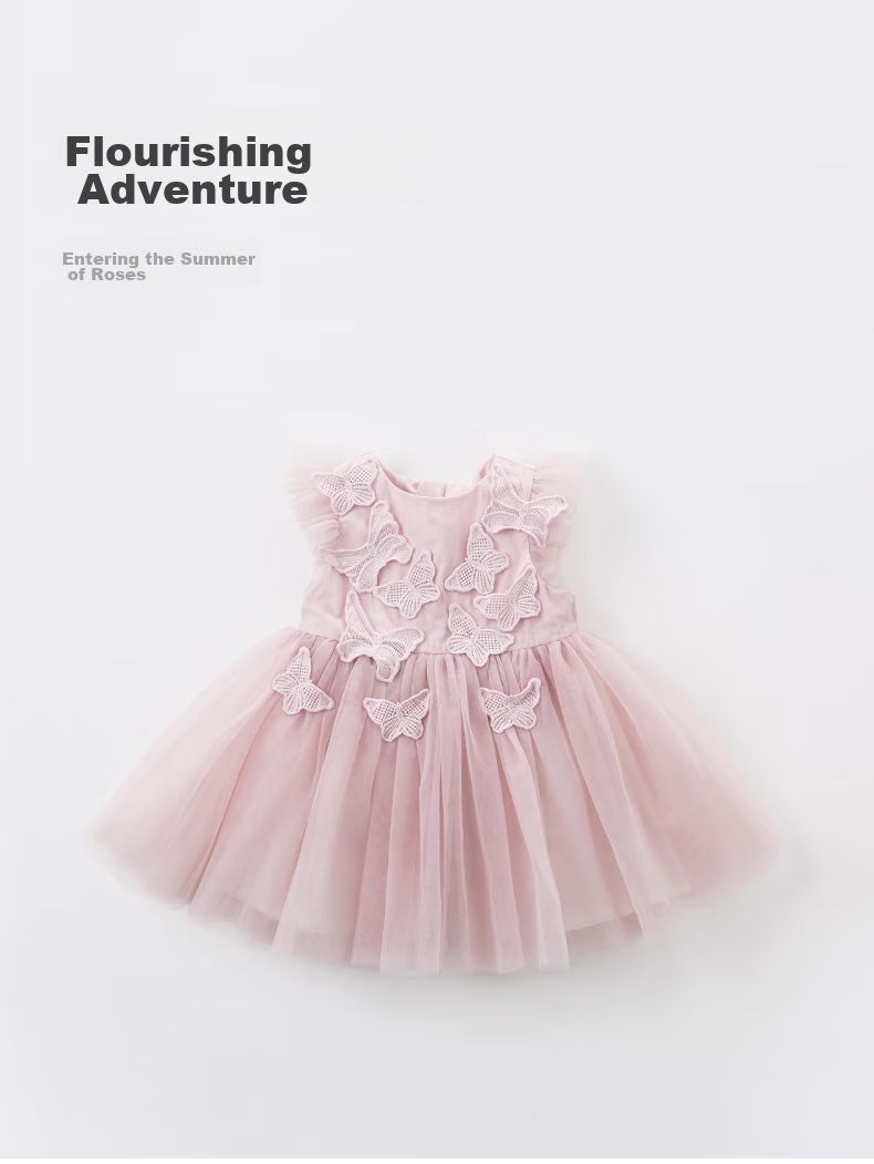 DAVE & BELLA Children's Summer Dress, Girls' Tulle Skirt, Princess Dress, Kids' Puffy Skirt, DB7536-R, Smoky Purple 1