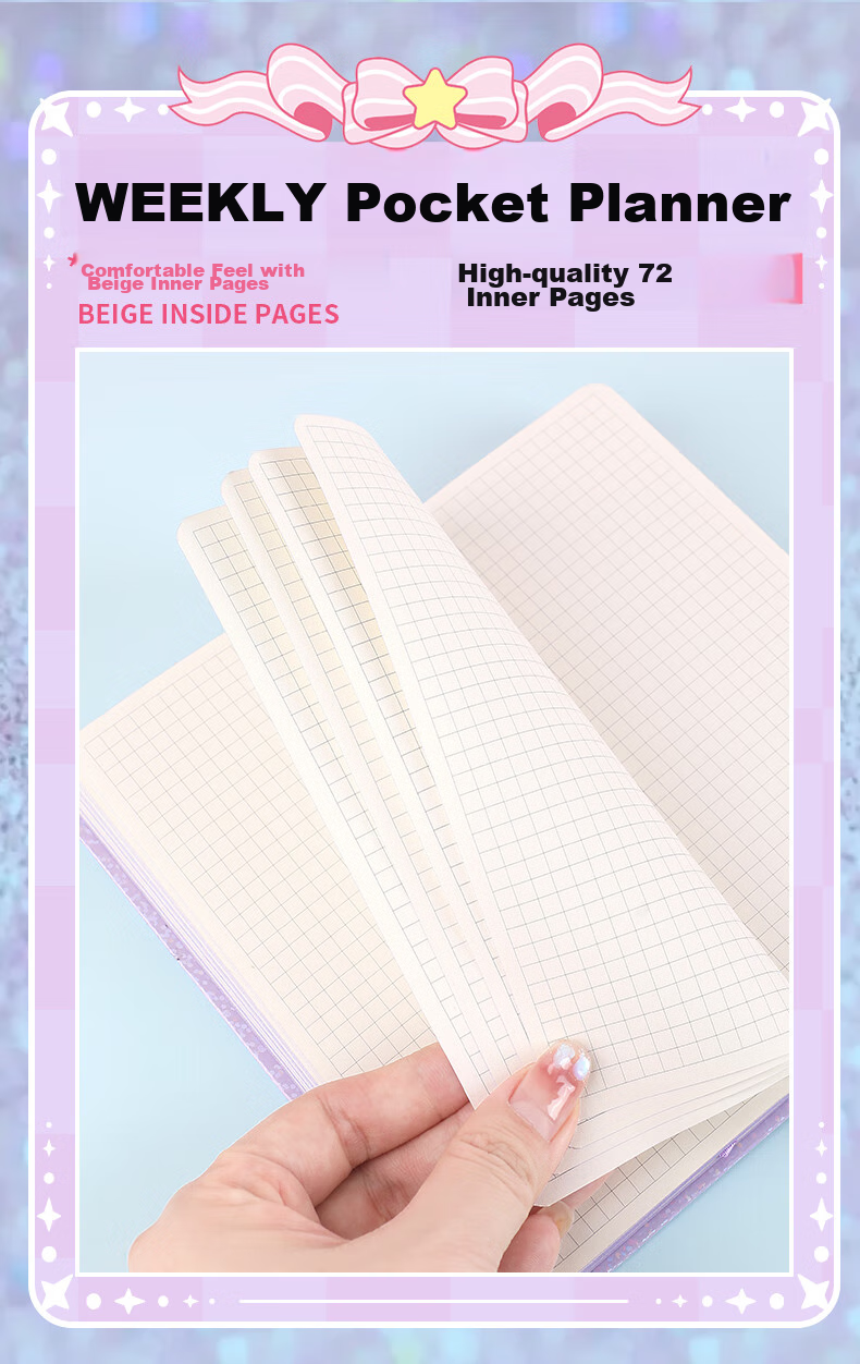 GuangBo X Sanrio Weekly Pocket Planner, Melody Stickers, Student Notebook, Compact And Portable Journal, 80*156mm, 77 Sheets, KT81376 Gift Set 6