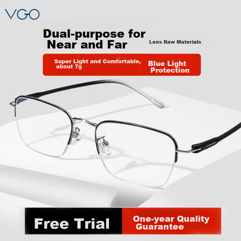 VGO Reading Glasses for Men And Women, Bifocal Anti-Radiation Dual-Light Glasses for Elderly, Model 9606 Black 100 Degrees 3