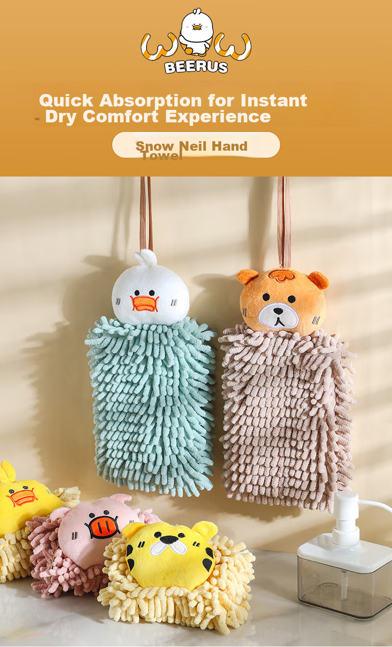 Grace Hand Towels, 16*26cm*2 Pieces, Chenille Thickened Absorbent Sponge Bathroom Towels, Dora Duck + Bit Bear 1