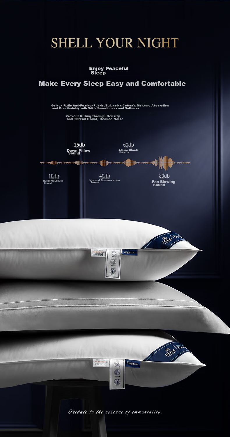 Canasin Hilton Hotel down Pillow, 95% Hungarian White Goose Down Pillow Core, Single Pack, 74*48cm High Pillow 8