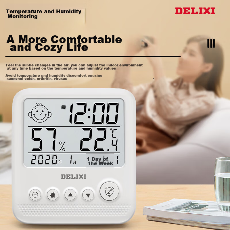 Электронный термометр-гигрометр DELIXI ELECTRIC, настенный, точный, с внешним датчиком, для детской комнаты и теплицы, с функцией будильника и календаря