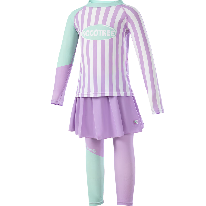 Kocotree Children's Swimwear, Girls' Two-Piece Swimsuit, Class A Boys' And Girls' Long-Sleeve Sun Protection Swimwear for Older Childre