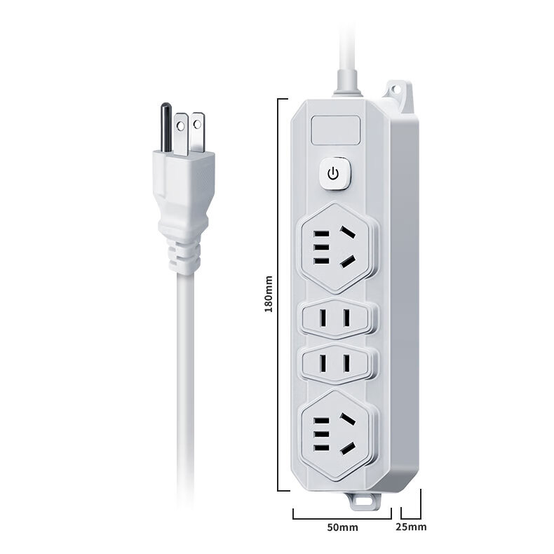 Jishun American Standard Travel Adapter Plug Converter for USA Canada to China Philippines Brazil Thailand Power Strip Extension Cord 0.3m Length 12