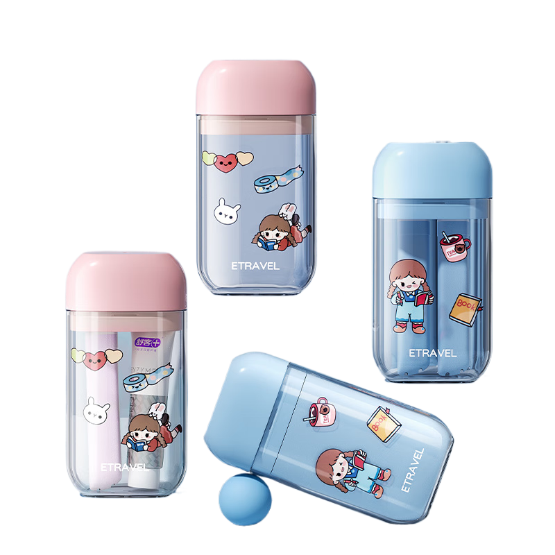 BADIGAO Travel Toiletry Cup Set, Toothpaste And Toothbrush Portable Three-In Storage Box, Mouthwash Cup, Travel And Business Trip Hotel Supplies