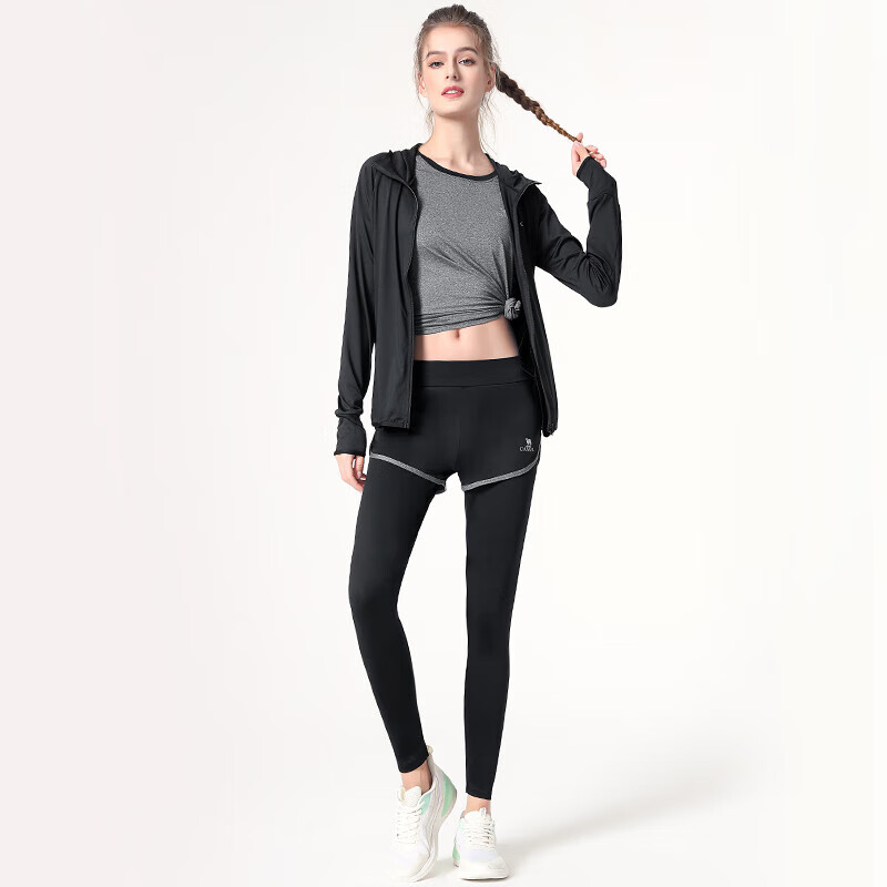 CAMEL Women's Sportswear Set, New Yoga Fitness Pilates Elastic Short-Sleeve Shorts And Pants Five-Piece Workout Outfit