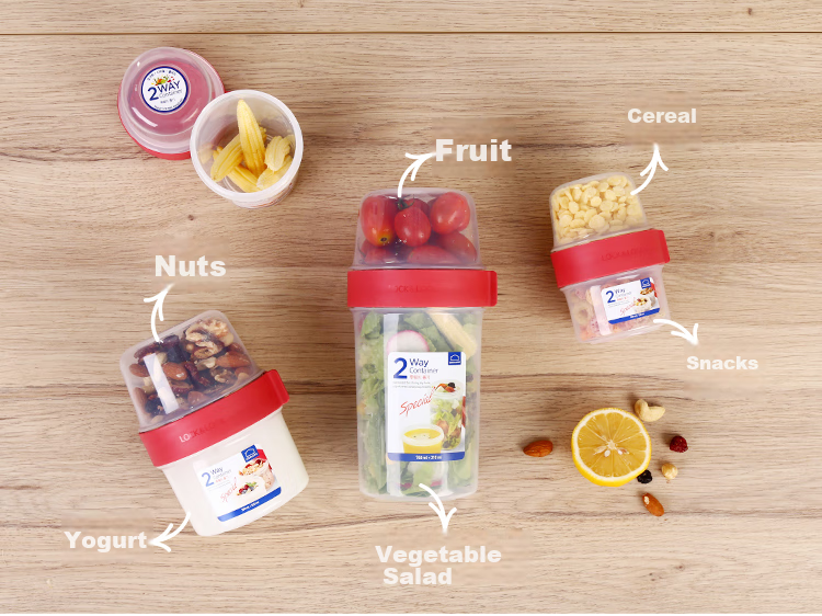 LOCK&LOCK Children's Snack Storage Container, Double-Layer Multi-Purpose Plastic Sealed Lunch Box, Compartmentalized Fruit Refrigerator Storage Box, 2-Piece Set 6