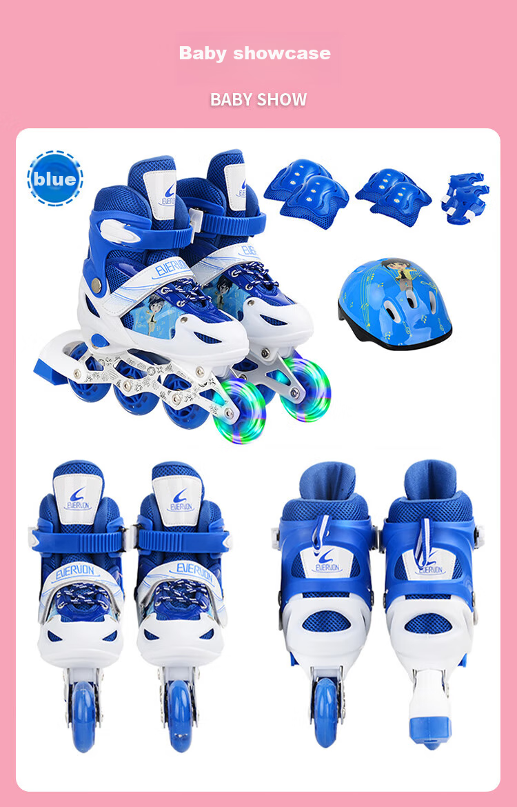 EVERVON Roller Skates for Children, Inline Skates with Full Lighting, EV388 Model with Helmet And Protective Gear, Purple, Size M (Suitable for Ages 6-12) 9