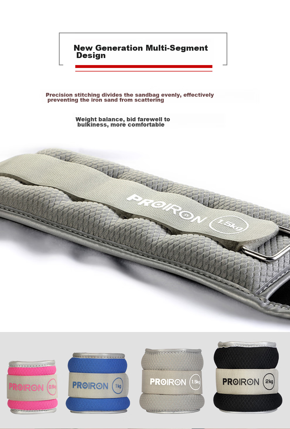 PROIRON Puli'ai Weighted Sandbag Leg Straps Universal Middle-Aged And Elderly Muscle Gain Resistance Training Leg Sandbag 1KG 7