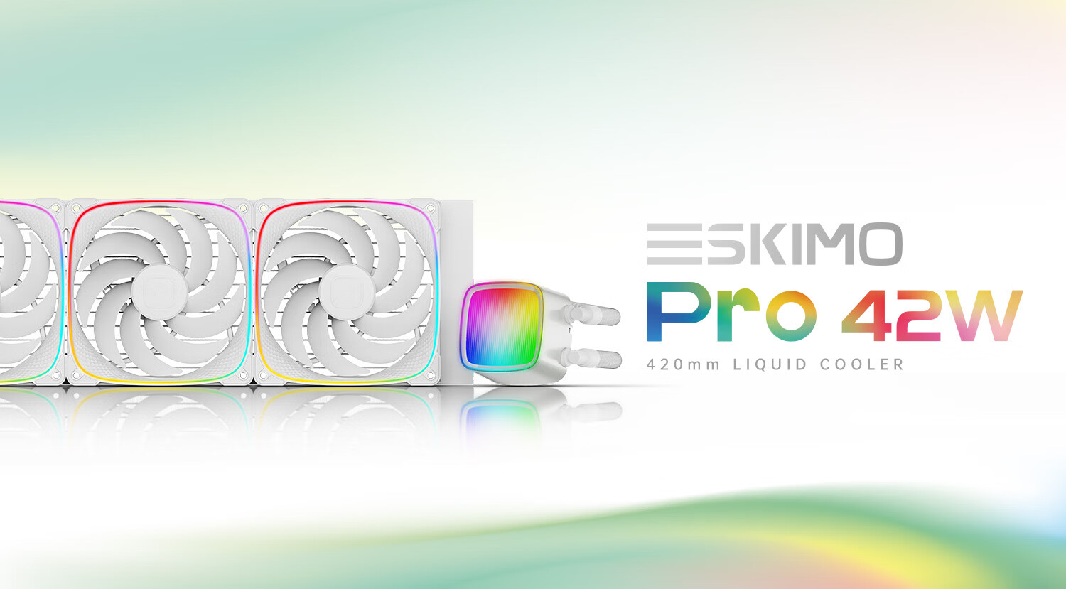 GeometricFuture Eskimo Pro 420 White All-In CPU Liquid Cooler 420 Water Cooling Radiator / INTEL / AMD / Dual Platform / ARGB Lighting Effects 3