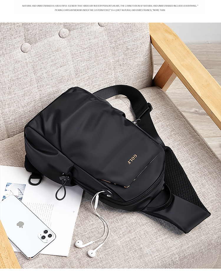 GOLF Chest Bag for Men, Contrasting Color Shoulder Crossbody Bag, Casual Phone And IPad Bag, Multi-Compartment Sports Small Backpack, Running Pack 34