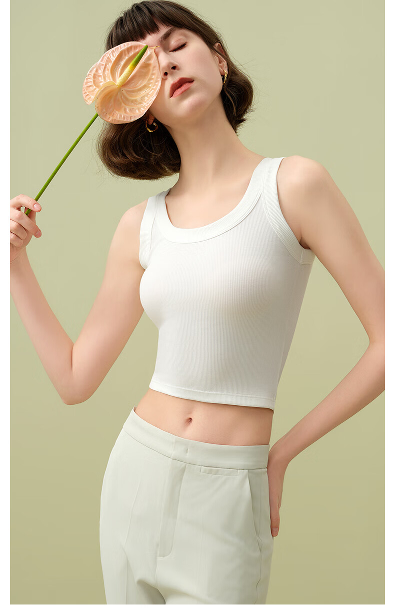 MONTAGUT Modal Cotton Camisole, Women's Suit Inner Wear, Slim Fit, Thin Underwear, Base Layer, White Sleeveless Top, Autumn Seaso 9