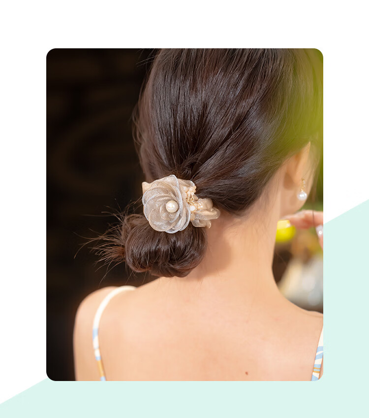 CHIMERA Rose Hair Tie Luxury Ponytail Elastic Band Bun Hair Accessory for Women Birthday Gift 1