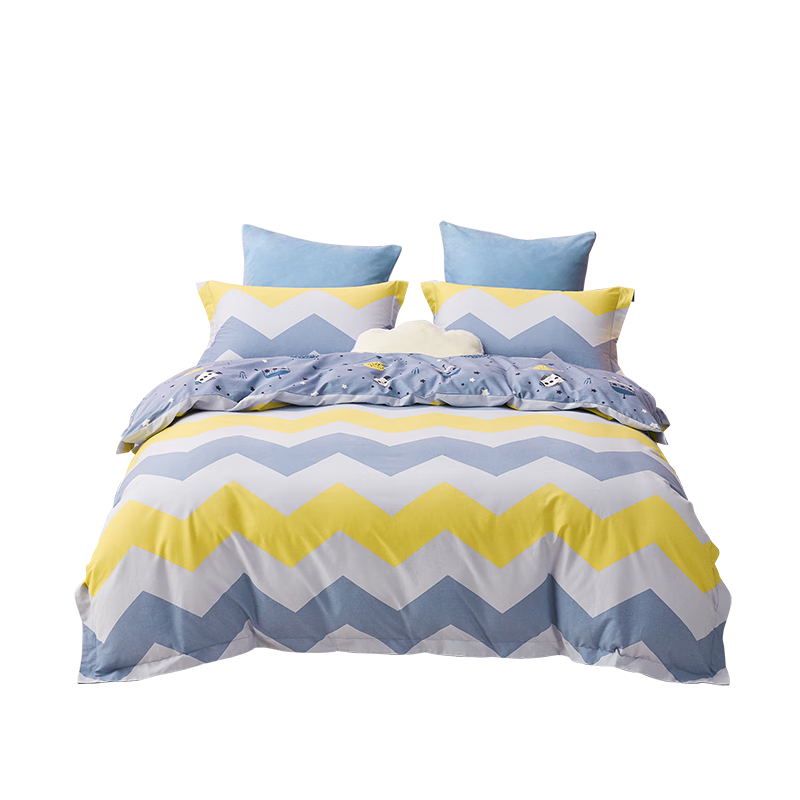 Luolaikids Three-Piece Set, Maternal And Infant Class A Pure Cotton Brushed Dormitory Single Bed Fitted Sheet, Duvet Cover, Pillowcase