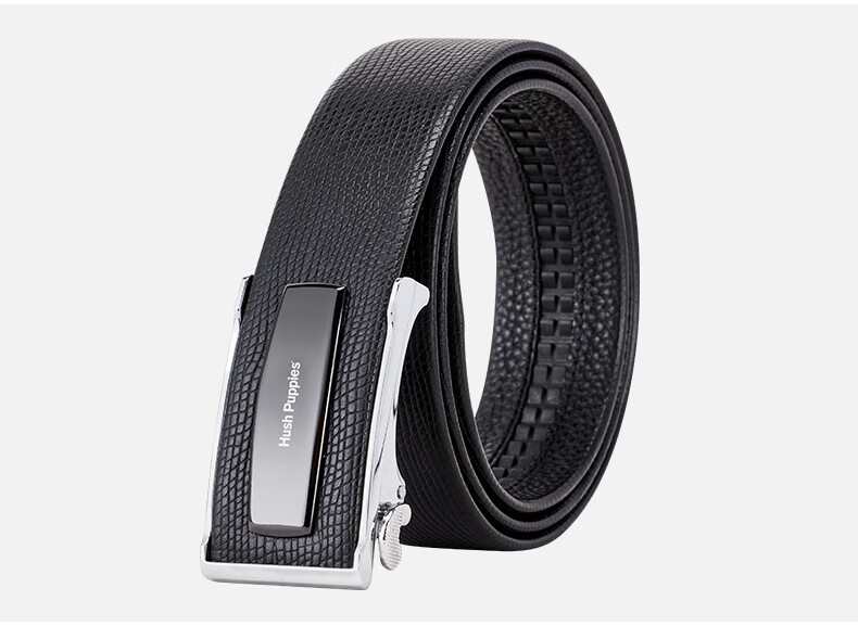 Hush Puppies Men's Leather Belt with Automatic Buckle, Business Steel Buckle Waistband, Birthday Gift for Boyfriend, Practical Gift Box Set 2