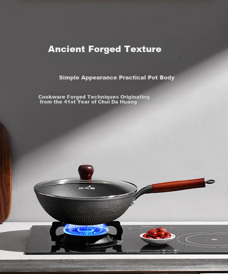 COOKER KING Cast Iron Wok, Flat Bottom Frying Pan, 30cm, Nitrided Anti-Rust, Suitable for All Stoves, Heritage CC30CG 2