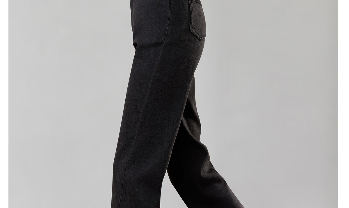 PinCai Women's Cropped Jeans, Petite Size, Solid Color, Slim Fit, High-Waisted, Stretchy, Side Slit, Straight-Leg Casual Pants P12KN1978 32