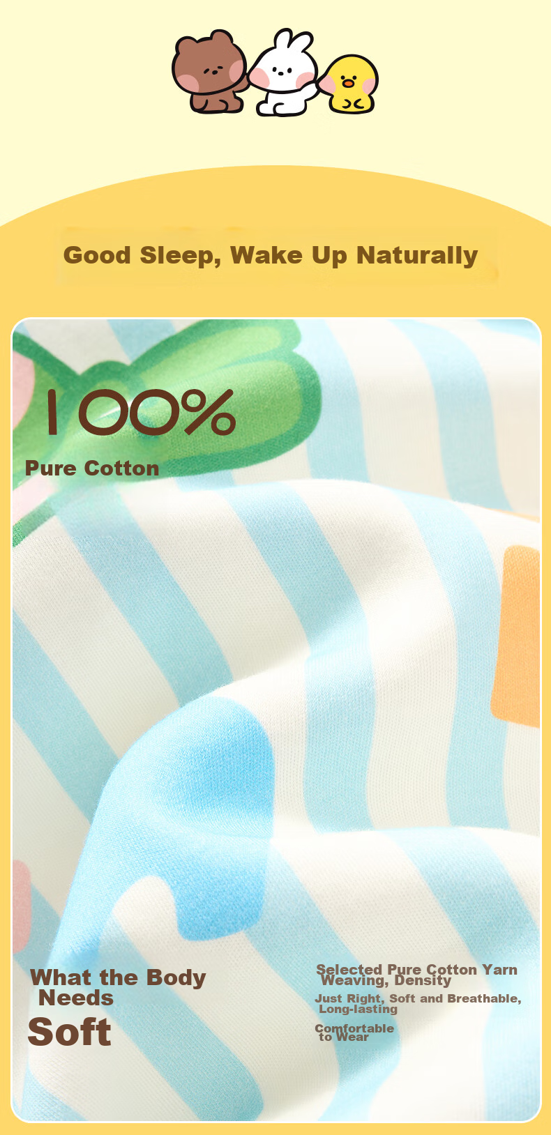 Fenteng Children's Pajamas, Boys' Brown Bear Design, Authentic Early Spring Pure Cotton Striped Sleepwear for Older Childre 6