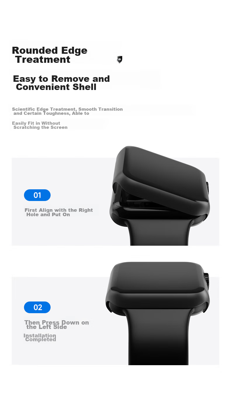 CangHua [Waterproof Anti-Fog] Integrated Protective Case Film for Apple Watch S9/S8/S7, Tempered Glass Screen Protector, Full Coverage Protective Case for Apple Watch, 45mm Black 17