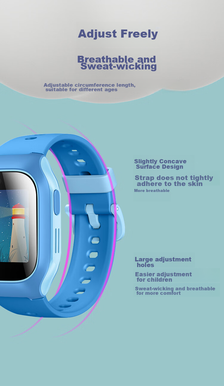 Freeson Compatible with Mitu Children's Smartwatch 6C Strap, Xiaomi Learning Watch 6c Strap, Detachable Replaceable Skin-Like Soft Silicone Wristband for Smart Video And Photo Watch, Blue 4
