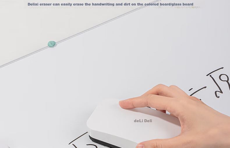 Deli 130*60*31mm Magnetic Whiteboard Eraser, Stylish Office Board Eraser Accessory, Whiteboard Pen Compatible Eraser, Felt Cloth School Blackboard Eraser Glass 50167 6