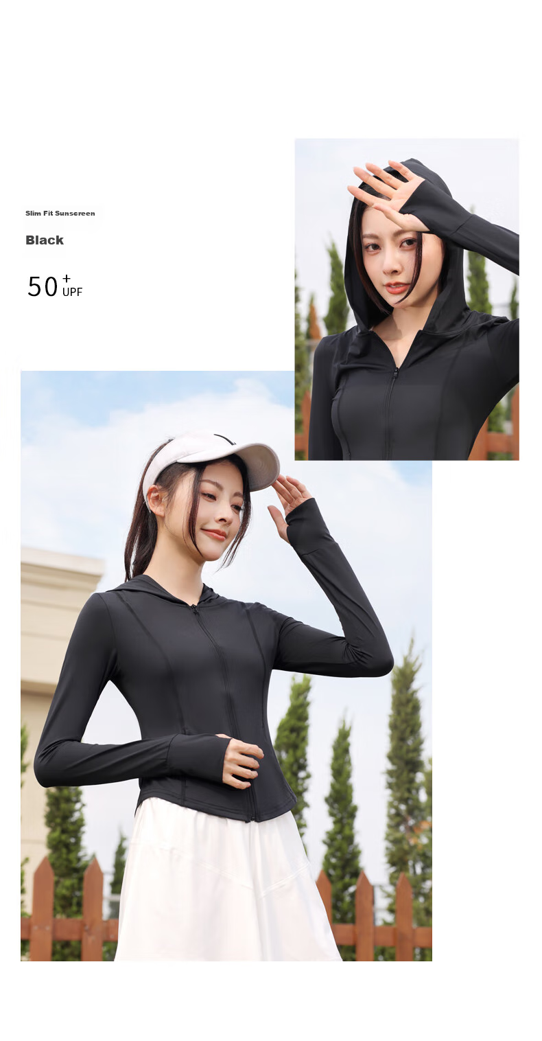 MiiOW Women's Hooded Sun Protection Jacket, Summer Ice Silk Cool-Feeling UV Protection Slim Lightweight Breathable Sports Coat 11