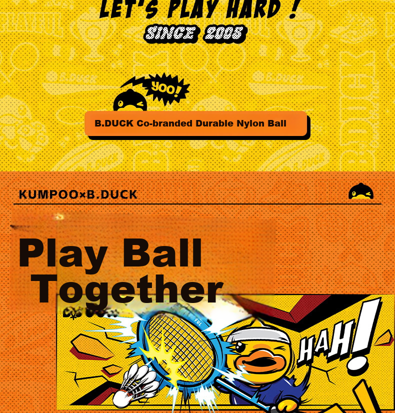 KUMPOO [Xiaohuangya Collaboration] Nylon Shuttlecock Training Windproof Durable Nylon Badminton Shuttlecock, B.DUCK, 6-Pack, 1 Tube 2