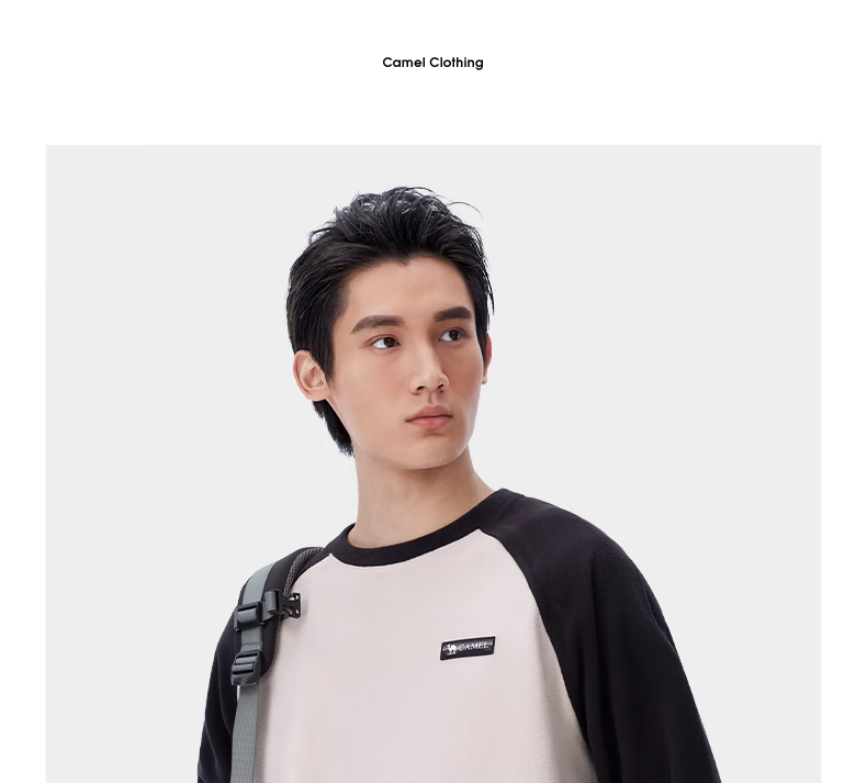 CAMEL Outdoor Fleece Jacket for Men, Inner Layer Autumn And Winter Long-Sleeve T-Shirt, 220g Lightweight Heat-Retaining, A14CA6K788, Phantom Black, L 14