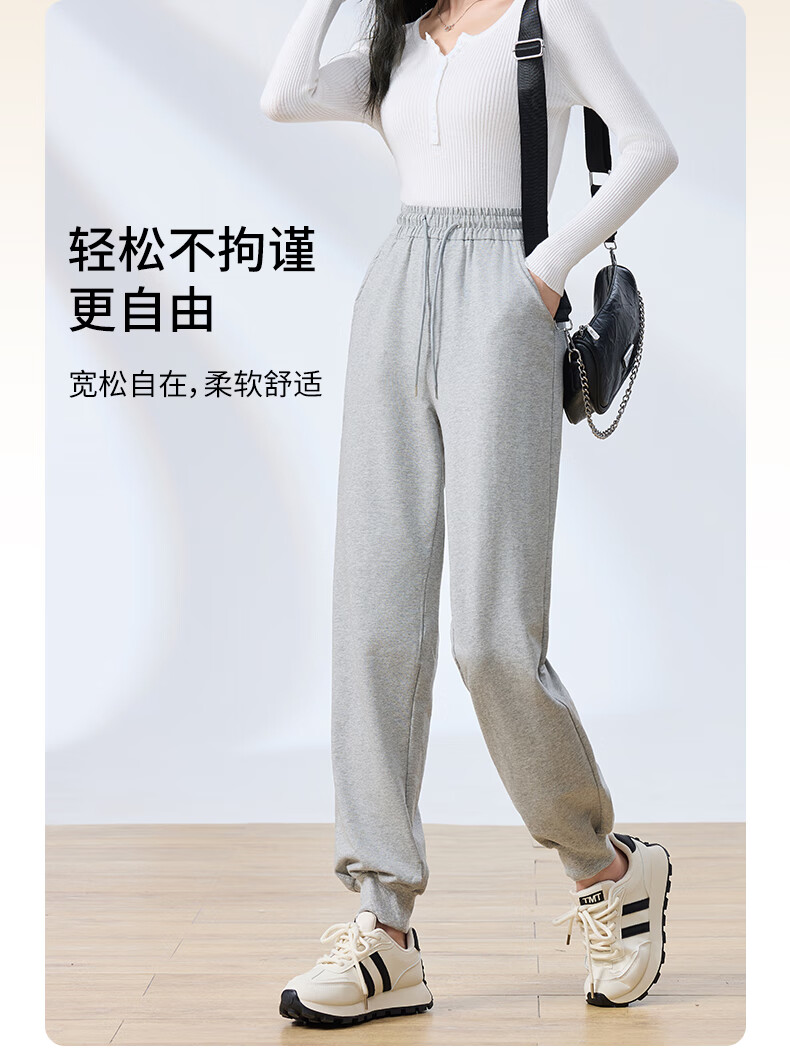 Langsha Women's Cotton Jogger Pants 2025 Spring Autumn High Waist Loose Harem Casual Thin Sweatpants for Petite Women 4