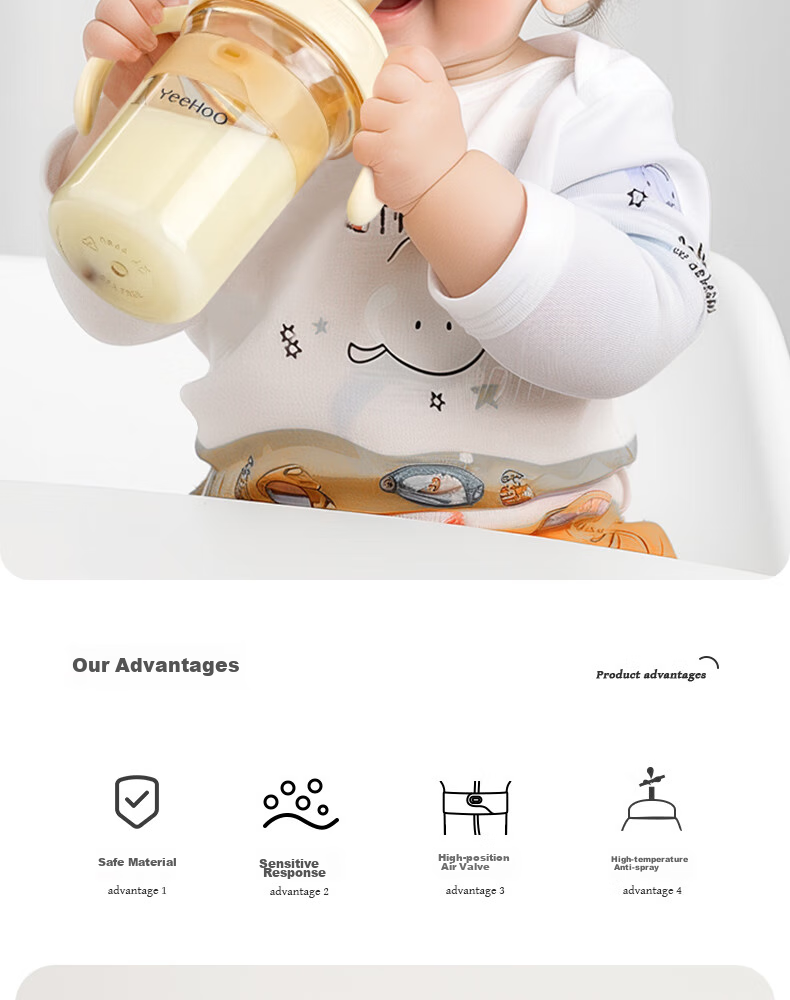 YEEHOO Newborn Anti-Colic Noble Bottle, Baby PPSU Bottle, 150ml S Size Nipple + Y Size Nipple 2
