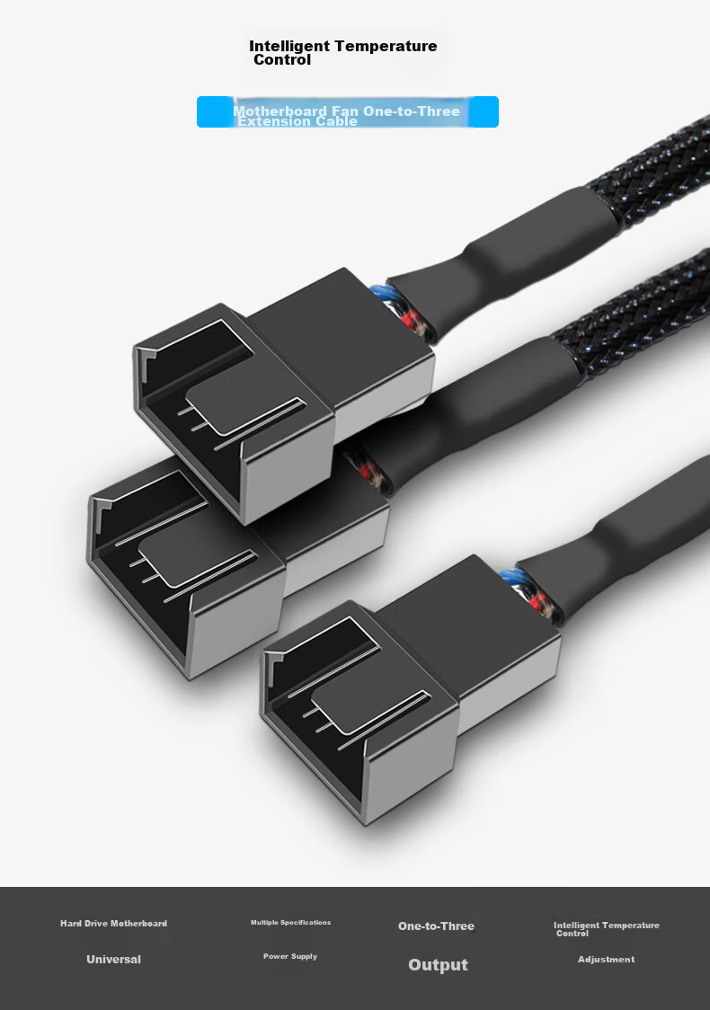JEYI Desktop Motherboard 4PIN Fan Adapter Extension Cable, One to Four 1