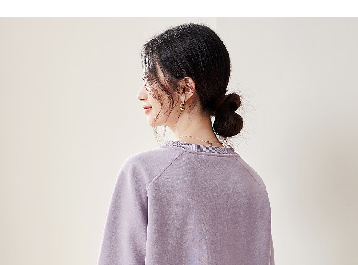 PinCai Relaxed Fit Sweatshirt for Women, Solid Color Round Neck Simple Loose Sweatshirt, Fashionable Casual Versatile Top P143W1031 46