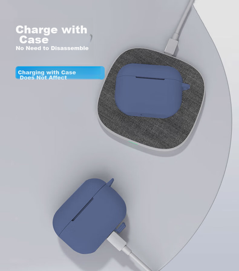 KMaxAI AirPods Pro Second Generation Protective Case, Silicone Soft Shell with Lanyard Hook, Apple True Wireless Earphones 2, C-Type Frosted Case, Anti-Fingerprint, Solid Color Simple Design, Xiangyi Ka 13