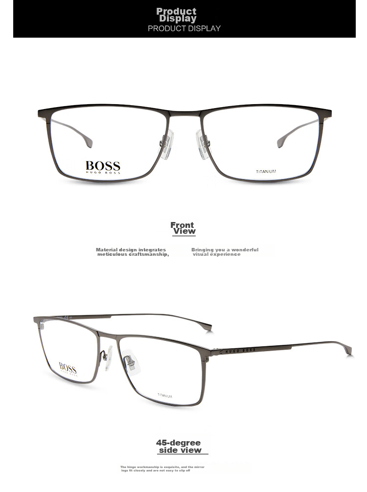 BOSS Celebrity Style, Prescription Eyeglass Frames for Men And Women, Optical Business Frames, Lightweight Titanium Frame 0976 003 57MM 9