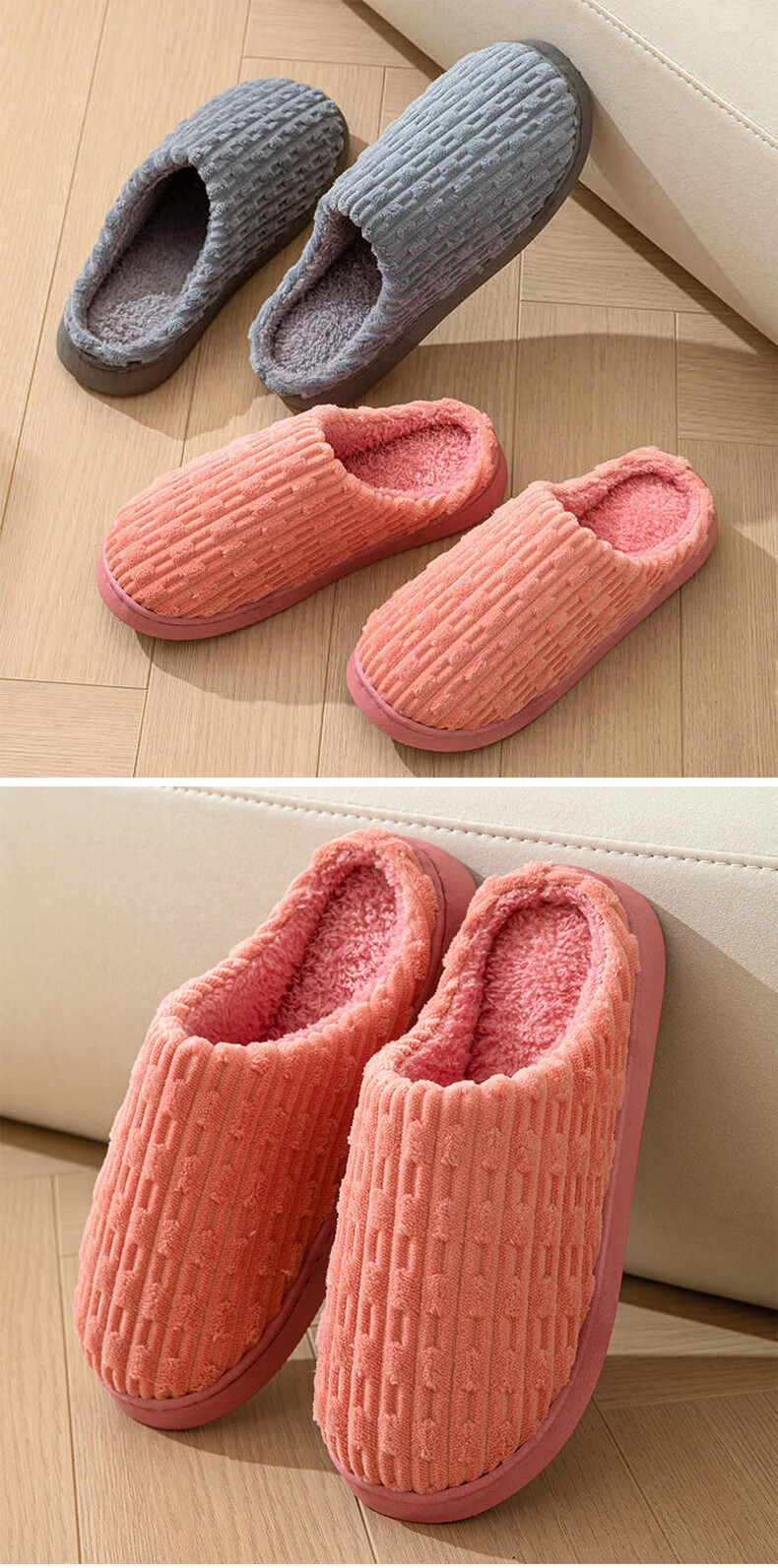 FOOTOPPO Cotton Slippers for Men, Winter Men's Indoor Slippers, Warm Furry Shoes, Thick Cotton Shoes for Winter 2