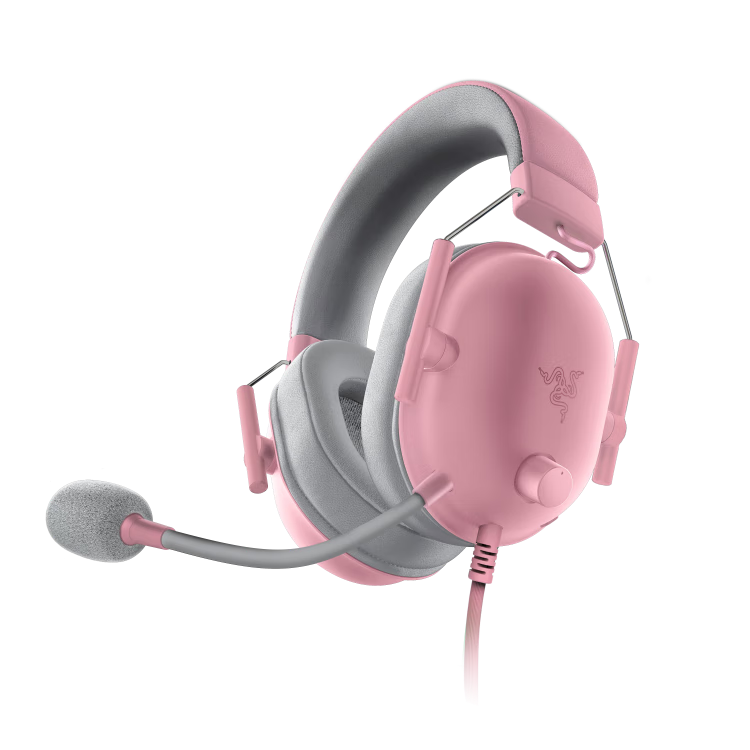 Razer BlackShark V2 X Wired Over-Ear Gaming Headset with Microphone, Passive Noise Cancellation, PUBG Essential, Pink, Compatible with Delta Actio