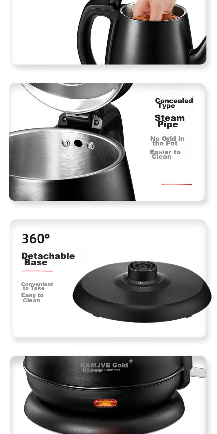 KAMJOVE Electric Kettle, Household 304 Stainless Steel Full Steel Kettle Body, 0.8L Capacity, Automatic Shut-Off, Electric Water Boiler T-92A for Brewing Tea 14