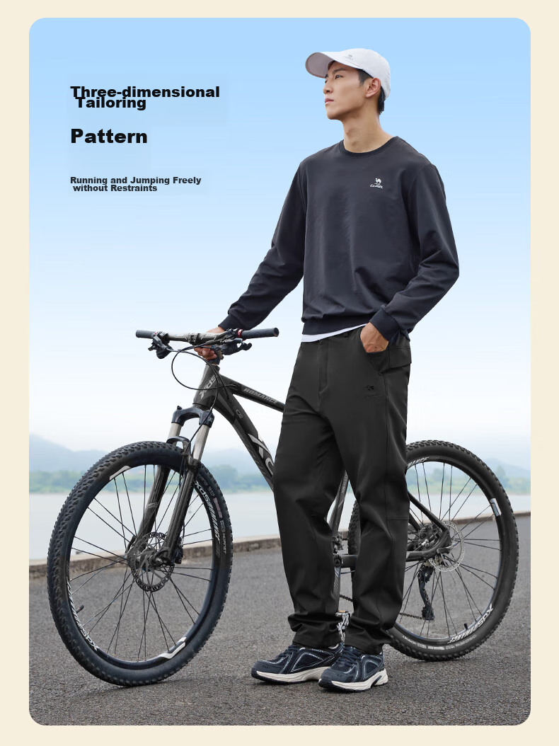 CAMEL Casual Pants for Men, Cargo Pants, Outdoor Water-Repellent, Loose-Fit Wide-Leg Straight-Waist Woven New Sports Trousers 18