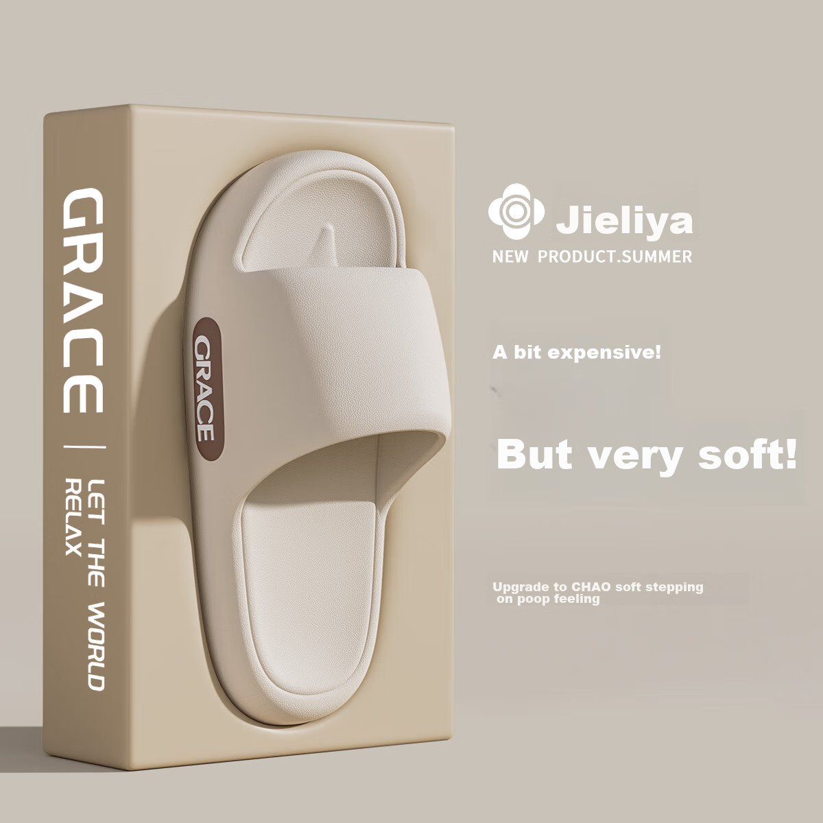 Grace Slippers for Men, Summer Home Use, Squishy EVA Thick-Soled Bathroom Shower Non-Slip Odor-Resistant Soft Elastic Sandals