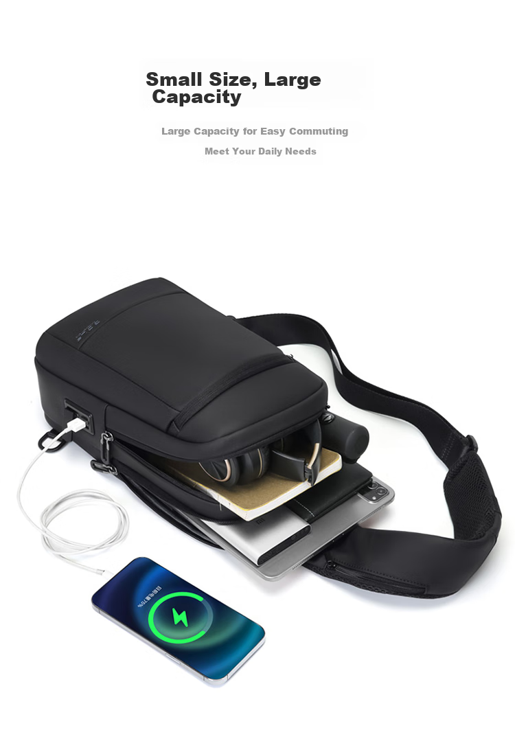 GOLF Chest Bag, Men's Shoulder Crossbody Bag, Phone And IPad Bag, Business Casual USB Interface Travel Sports Mini Backpack 8
