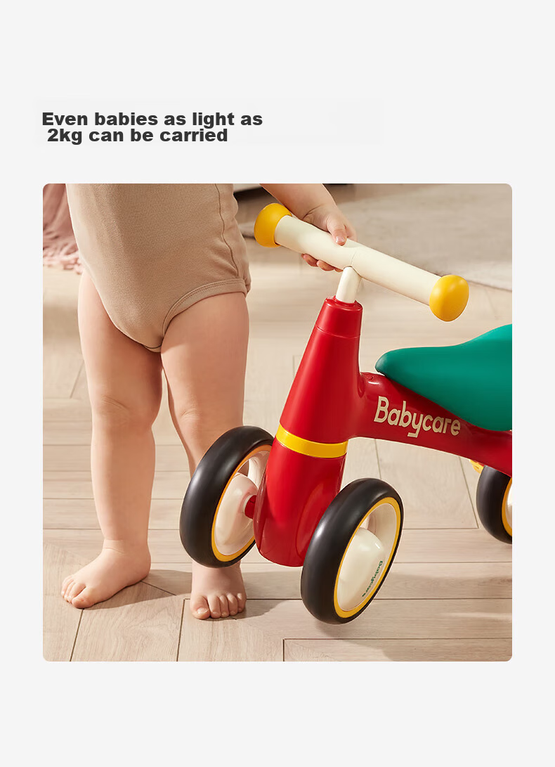 Babycare Children's Balance Bike, Four-Wheel Gliding Scooter, Toddler Walker without Pedals, for Ages 1-3, First Birthday Gift, Yuanli Qing 8
