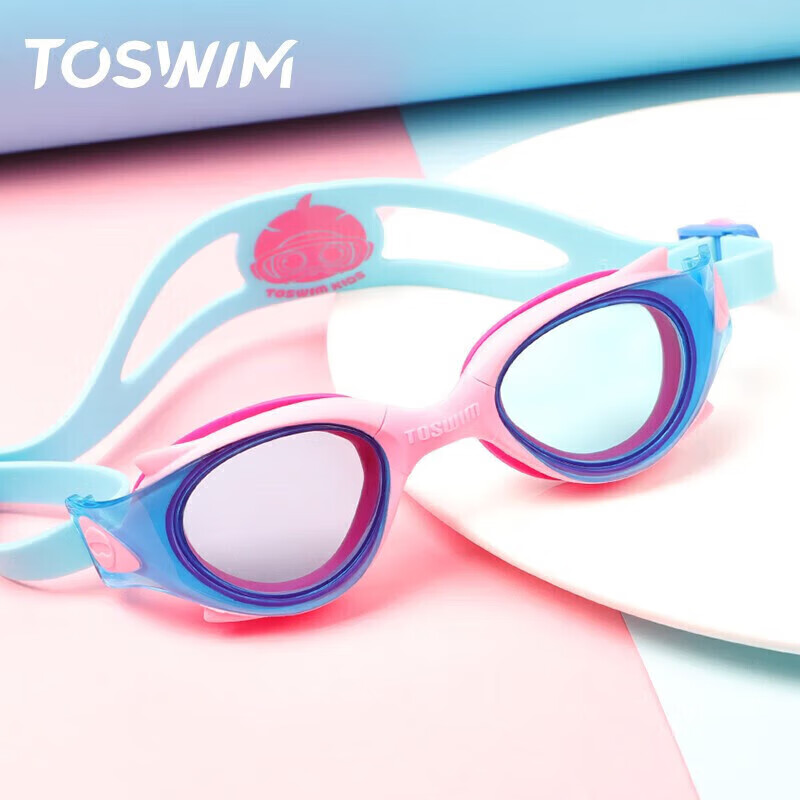 Детские очки для плавания TOSWIM, противотуманные, водонепроницаемые, удобная посадка, тренировочные очки для плавания, светло-розовый осьминог