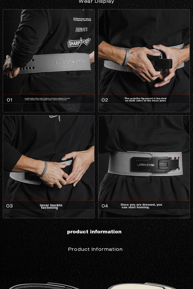 LARASTAR LS0899ID Series Quick-Release Belt, Squat And Deadlift Professional Fitness Weightlifting Waist Support Clip for Men, Heavy-Duty Black And Red, Size S 6