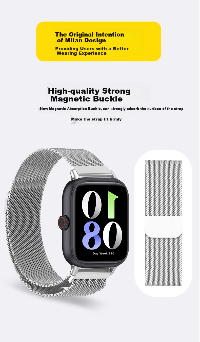 CHENSONG Compatible Magnetic Watch Band for Vivo/iqoo WATCH GT Milanese Loop, Universal for Bluetooth Version/ESIM Version, Smartwatch Replacement Strap 3